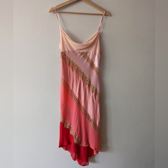 Victoria's Secret Dresses & Skirts - Victoria's Secret Vintage Y2K Pink Ombré Silk Lace Patchwork Slip Dress, S